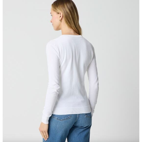 J.Crew Classic Cotton Cardigan Sweater Preppy Minimalist Crewneck White XL NWT - Picture 2 of 11